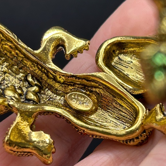 Kenneth Jay Lane Pink and Green Reptile Bangle Bracelet - Picture 7 of 7